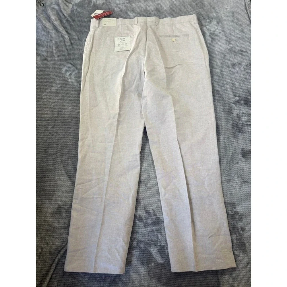 Perry Ellis Portfolio Travel Luxe‎ Linen Blend Modern Fit Pants Beige 38x30 NEW